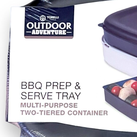 Outdoor Grill Multipurpose Two Tiered BBQ Prep & Serve Tray Container By Torelli - Picture 8 of 14